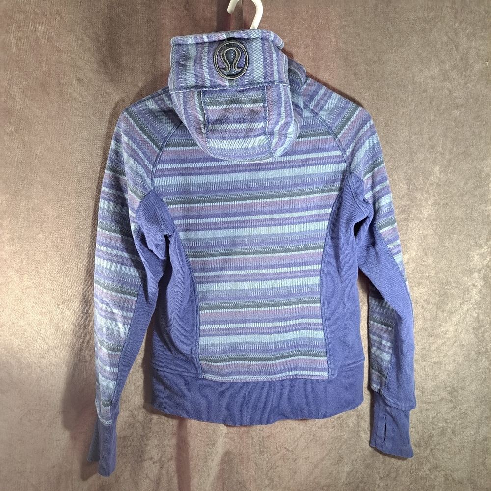Lululemon Scuba Full Zip Hoodie Blue Purple Poncho Stripe G- 8 - Picture 2 of 12